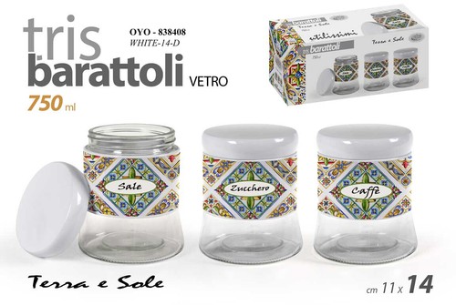 Tris barattoli contenitori - barattoli,