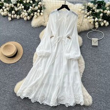 Vestito Lungo Bianco Ricami