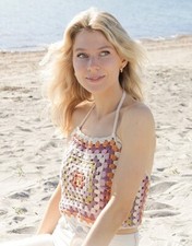 Top estivo granny square uncinetto, top fatto a mano, canotta donna laccetti