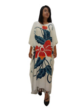 Orchidea Bianco Kaftano Donna Grande Abito Cover Up Kimono Comodo Uno Taglia New