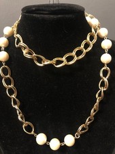 BELLA E MASSICCIA COLLANA DORATA ALTERNATA A PERLE