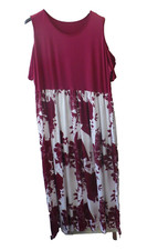 VESTITO LUNGO BORDEAUX E BIANCO FLOREALE APERTO SULLE MANICHE  ELASTICO TG XXXL