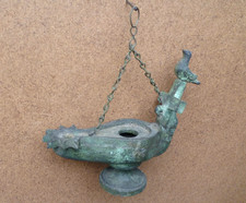 ANTICO LUME AD OLIO LUMINO IN BRONZO LAMPADA LANTERNA LUCERNA