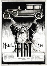 PUBBLICITA' 1924  FIAT 519 AUTO COUPE' LIMOUSINE SERIE 1 TRIONFO CODOGNATO