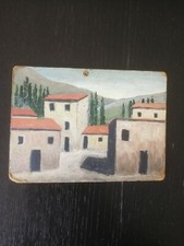 ANTICO QUADRO CASE CAMPAGNA ITALIANA CIPRESSI CORRADO M. ITALIAN VILLAGE ARTE