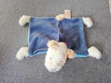 O/ Doudou EGMONT TOYS Chien Eliot Plat Bleu Blanc Beige Collier Orange