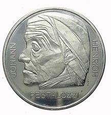 [NC] SVIZZERA - 5 FRANCHI COMMEMORATIVI - PESTALOZZI 1977 (nc5282)