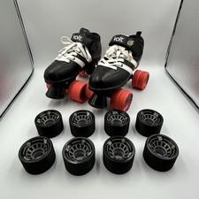 Pattini da velocità Riedell Volt Quad Roller Derby da uomo taglia 5 nero bianco + 8 ruote