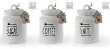 SET 3 Barattoli Sale Zucchero Caffè Tris Contenitori CERAMICA STILE 17*12 cm