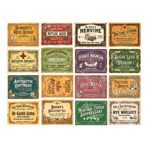 Adesivi farmacia vintage - 16,