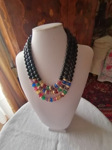 Collana fili nera centrale - collana, 3