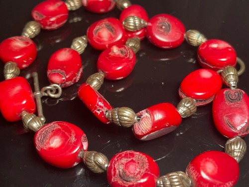 Chunky bamboo coral - coral, necklace