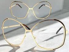 Da Donna Sovradimensionato Vintage Retrò Lenti Trasparenti Occhiali Grande Tondo