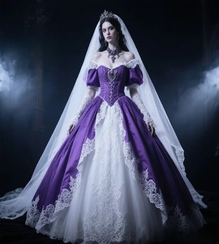 Abito ballo viola spalle - da,