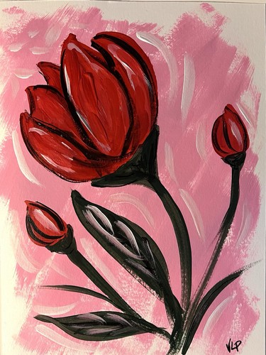 Carta acrilica rosa fiori