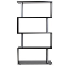 HOMCOM Libreria Design Moderna 4 Ripiani in Legno e Ferro 80×30×145cm Nera
