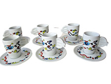 Ugo Nespolo per Lavazza 6 tazzine caffè + piattino in ceramica nuove manico euro