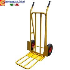 Carrello Portapacchi Casse Con Ribalta Acciaio Ruote Pneumatiche Max 200Kg Giall