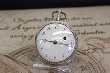 Grande orologio da tasca antico a mandrino in argento verge pocket watch