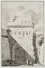 B. OVERBEKE (1660-1705), Porta Latina (?) a Roma, 1709, ruota. Classicismo