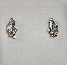 Orecchini vintage Oro giallo 18 kt  topazio azzurro zirconi