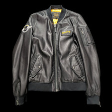 Giacca di pelle nera REDSKINS × BREITLING taglia M usata rara dal Giappone