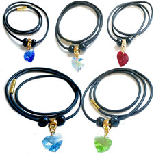 Collana swarovski da donna con ciondolo cuore catenina in caucciu lunga 50 cm