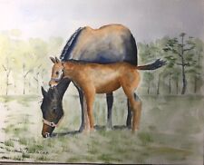 Arte originale del cavallo firmata, dipinto ad acquerello, equino,equitazione,arte,12x9 In