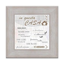 Quadro Moderno Ceramica stampata, cornice shabby Boston 30x30 cm IN QUESTA CASA
