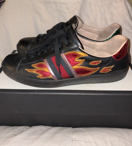 Gucci asso fiamme nere - gucci, "fiamme