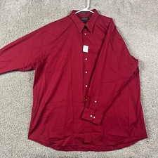 Camicia uomo Bergamo New York 3XLT 19-19,5 36/37 rossa con bottoni manica lunga NUOVA