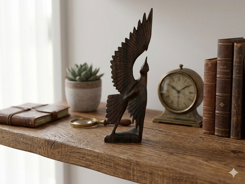Statua uccellino legno - statua, in