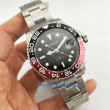 Orologio da polso uomo automatico 40 mm PARNIS quadrante nero vetro zaffiro GMT data finestra