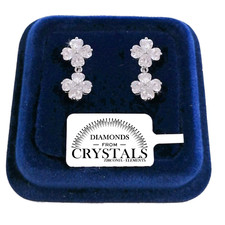 Fiori Quadrifoglio Orecchini pl. oro bianco 18K con Cristalli Zirconi Argento