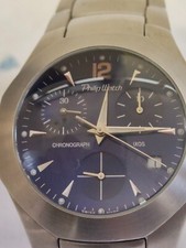 orologio uomo Philip Watch con cassa e cinturino in acciaio, quadrante blu, cron