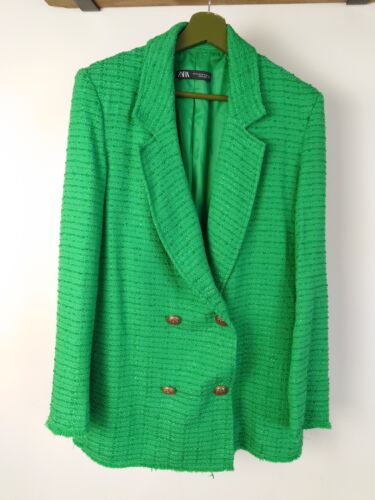 Giacca blazer tweed - zara, verde