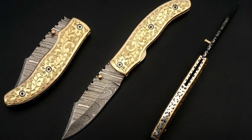Custom damascus folding pocket - damascus,