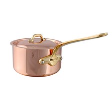 Mauviel M'Heritage M'150 B Padella per salsa in rame con coperchio e manico in ottone, 3,5 qt