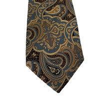 Cravatta Bruno Piattelli Roma uomo blu oro paisley 100% seta fatta a mano tessuto