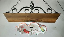 Lampadario in ferro battuto e legno mod. Bilanciere 1 luce E27 ceramica da 30cm