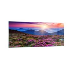 Quadro su Vetro 100x40cm Prato Montagna Cielo Paesaggio Stampe Moderni Murale