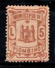 Piombino - MNH 100% Italia fiscale 5 lire, municipio