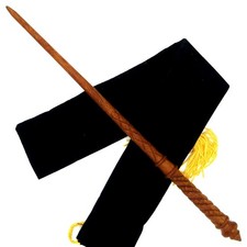 Bacchetta magica Wicca pagana 15" legno mogano intagliato a mano Salazar maghi con borsa omaggio