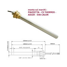 Resistenza Candeletta Stufa a Pellet 3/8 280W 150mm Piazzetta  EVA 140mm battuta