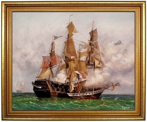 Quadro olio battaglia - olio,, navale
