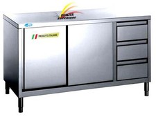 Tavolo  Acciaio Inox cm180x60x85  Armadiato Con Cassettiera Banco Professionale