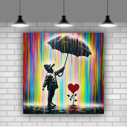 Tela stampata stile banksy - tela,