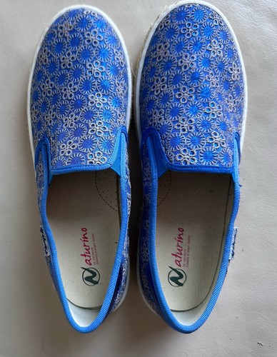Naturino slip blue floral - on,