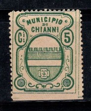 Chianni - Postfrisch 100% Italien fiskalisch 5 Cent,Rathaus,Grün