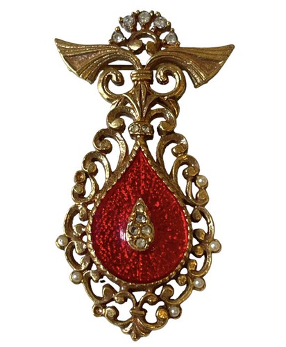 Spilla smaltata rossa coro - rossa,